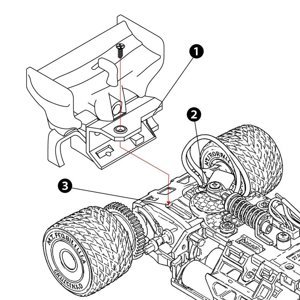 F26 組立説明書 リヤウイング取付